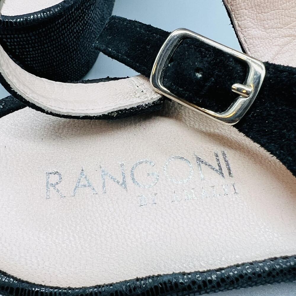 Rangoni By Amalfi Sandals Womens 8 Black Suede Slingback Platform‎ Wedge Shoes - Picture 10 of 11